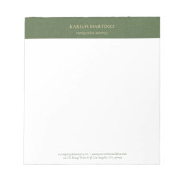 Simple Forest Green Linen Gold Typography Notizblock