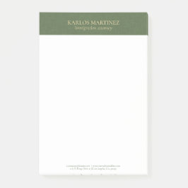 Simple Forest Green Linen Gold Typography Post-it Klebezettel