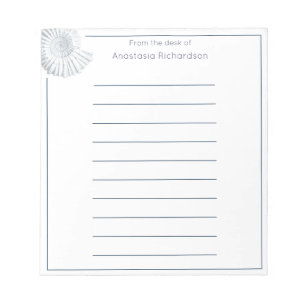 Simple Fossil Muschel Pastel Blue vom Schreibtisch Notizblock