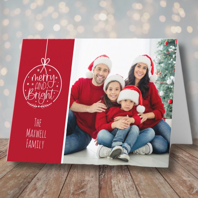 Simple Foto Merry Bright Christmas Feiertagskarte (Simple Photo Merry Bright Christmas Holiday Card)