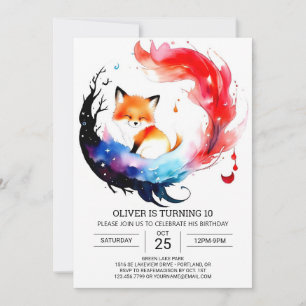Simple Fox Birthday Adventure Einladung