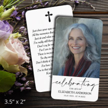 Simple Funeral Memorial Prayer Photo Card