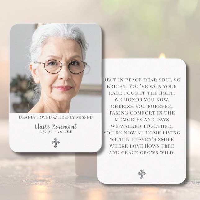 Simple Funeral Photo Prayer Card Visitenkarte (Simple Funeral Photo Prayer Card
)