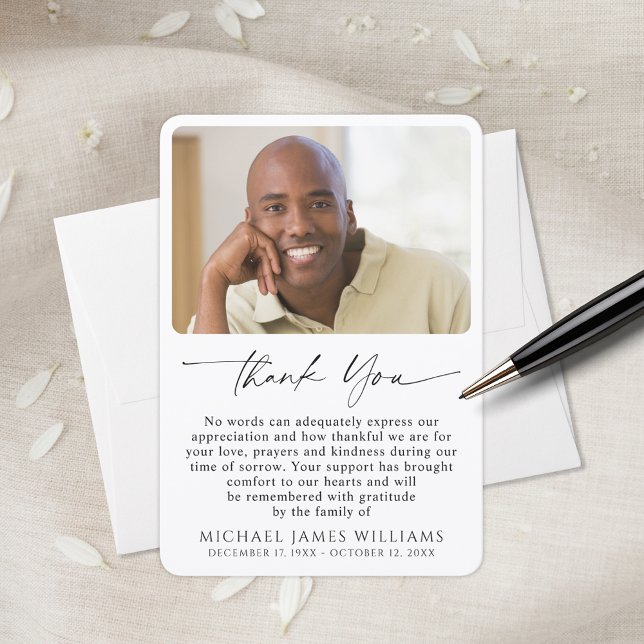 Simple Funeral Photo Sympathy Dankeskarte (Von Creator hochgeladen)