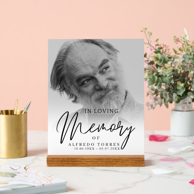 Simple Funeral Sympathy Photo Memorial  Acrylschild (Hochzeit)