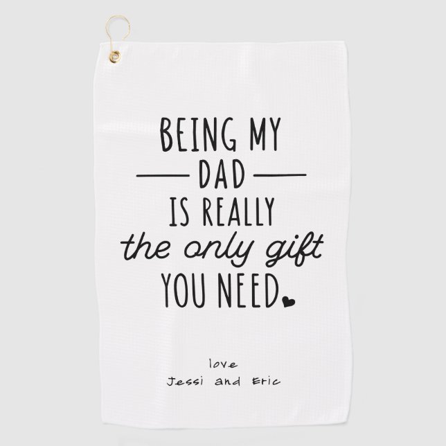 Simple Funny Fathers Day Being My Dad Gift Golfhandtuch (Vorderseite)