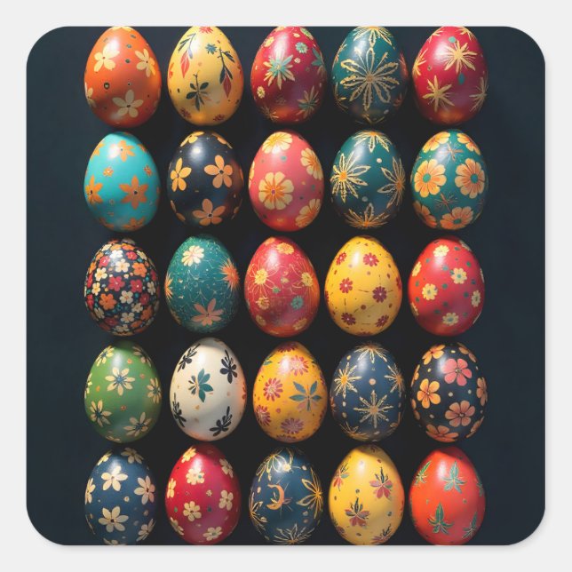 Simple Garden Easter Eggs Quadratischer Aufkleber (Vorderseite)