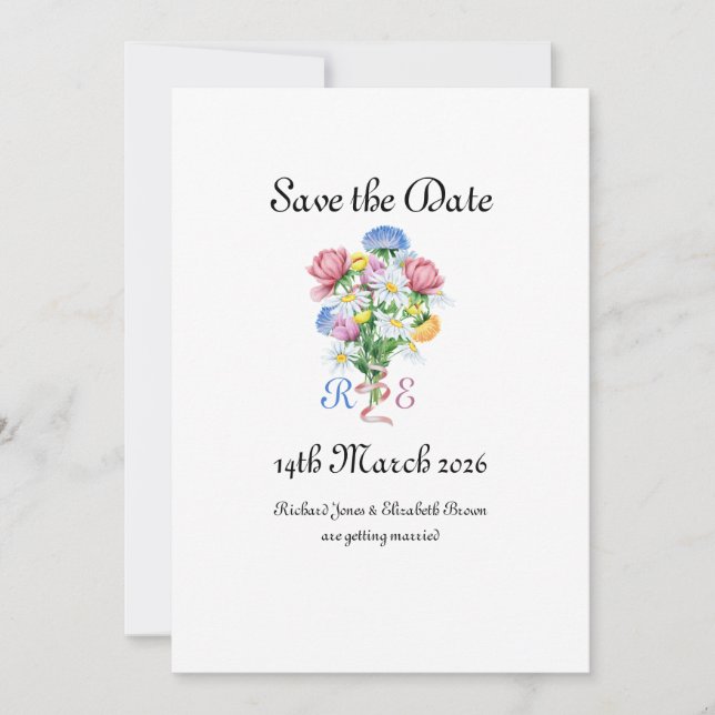 Simple Garden Spring Daisy Wildflower Minimal Save The Date (Vorderseite)