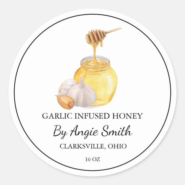 Simple Garlic Infused Honey Label Runder Aufkleber (Vorderseite)