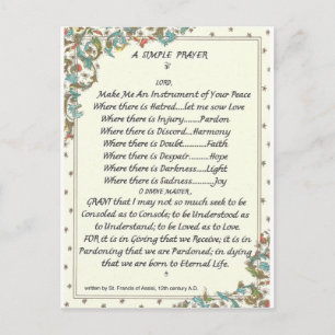 simple gebet=st=francis=pope francis=florentine postkarte