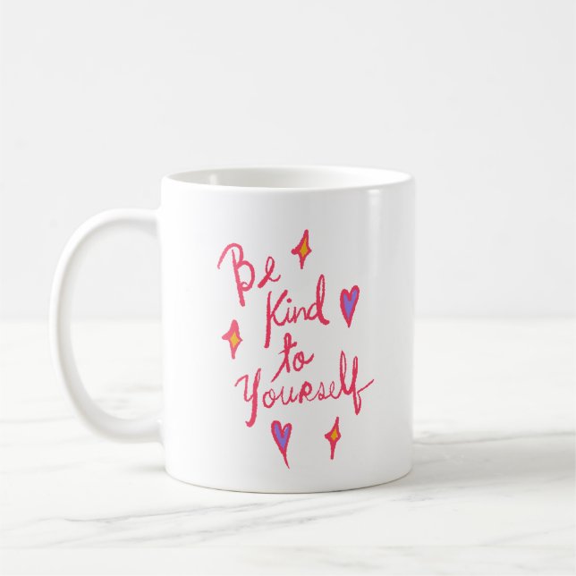 Simple Gentle Love Self Be Kind to Yourself Kaffeetasse (Links)