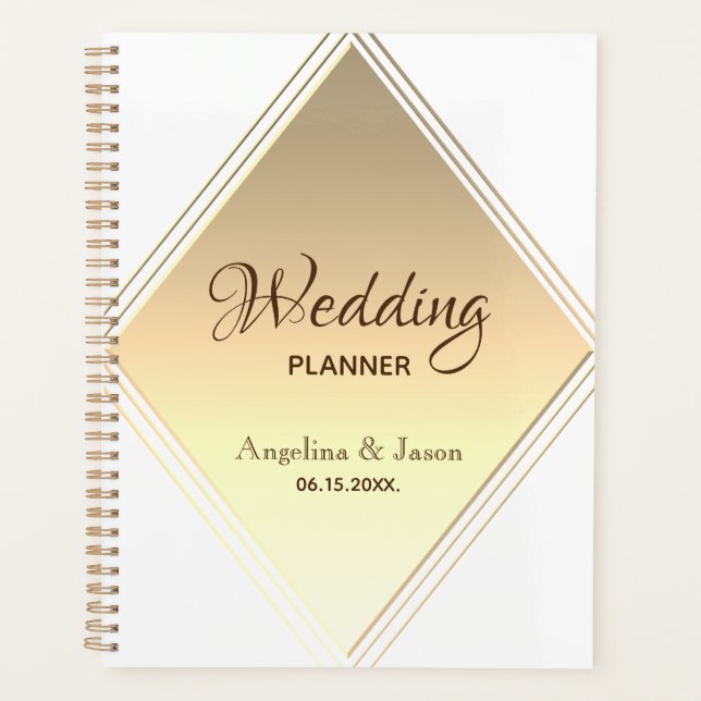 Simple Geometric Gold Wedding Planer (Vorderseite)