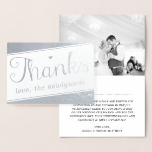 Simple Geometric Script Foto Wedding Vielen Dank Folienkarte