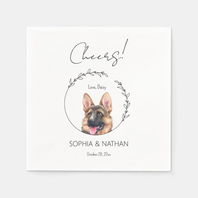 Simple German Shepherd Wedding Cocktail Napkins Serviette (Vorderseite)