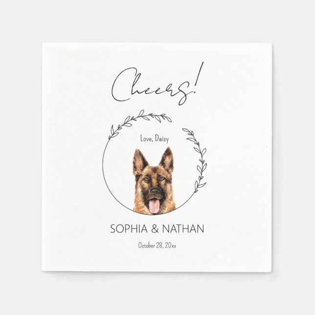 Simple German Shepherd Wedding Cocktail Napkins Serviette (Vorderseite)