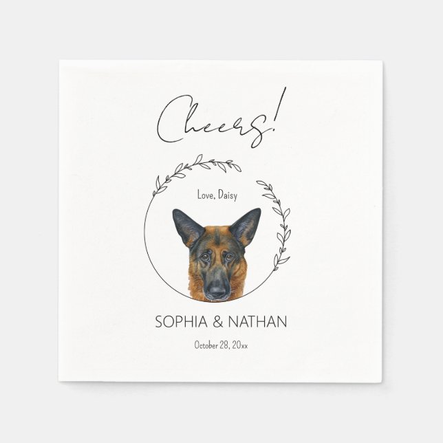 Simple German Shepherd Wedding Cocktail Napkins Serviette (Vorderseite)
