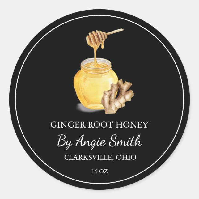 Simple Ginger Root Infused Honey Label Runder Aufkleber (Vorderseite)