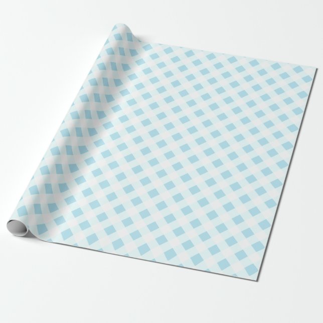 Simple Gingham Wrapping paper Baby Blue Geschenkpapier (Ungerollt)