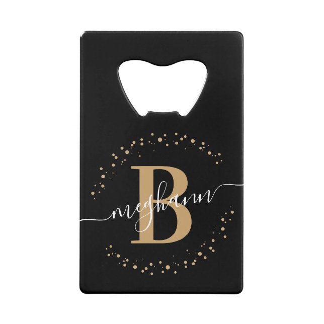 Simple Girl Black Name Mit Monogramm Geldbeutel Flaschenöffner (Vorderseite)