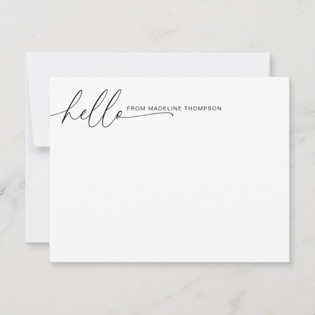 Simple Girl Hello Script Name Contemporary Mitteilungskarte (Vorderseite)