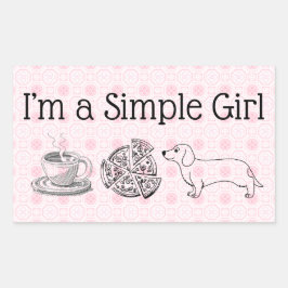 Simple Girl - Kaffee, Pizza & Dog (Blatt 4) Rechteckiger Aufkleber