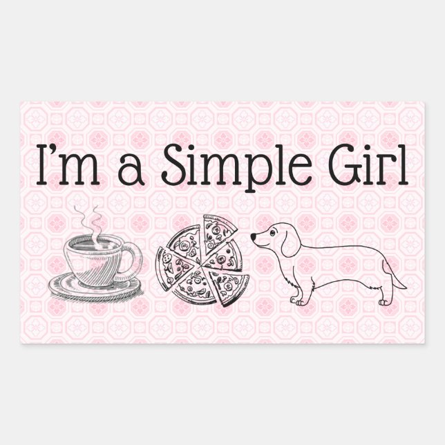 Simple Girl - Kaffee, Pizza & Dog (Blatt 4) Rechteckiger Aufkleber (Vorderseite)