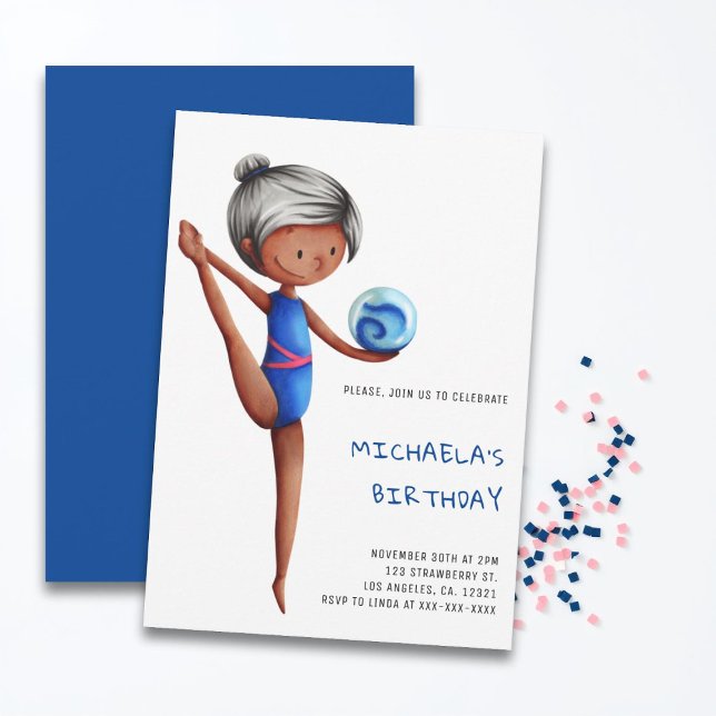 Simple Girl Rhythmic Gymnastics Birthday Party Einladung (Von Creator hochgeladen)