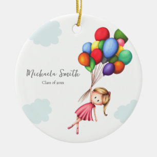 Simple Girl with Balloons Class of Abschluss Keramik Ornament