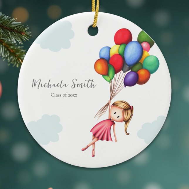 Simple Girl with Balloons Class of Abschluss Keramik Ornament (Von Creator hochgeladen)