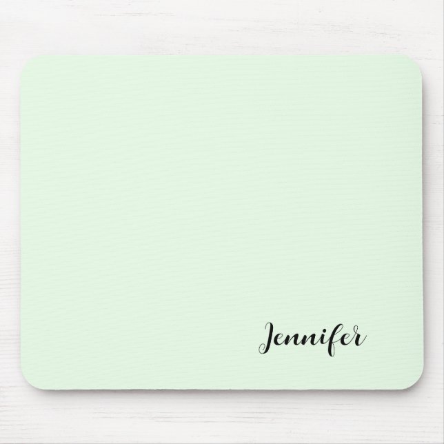Simple Girly Personalisiert Script Mint Green Mousepad (Vorne)