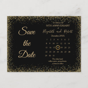 Simple Gliter Anniversary 50. Save the Date Ankündigungspostkarte