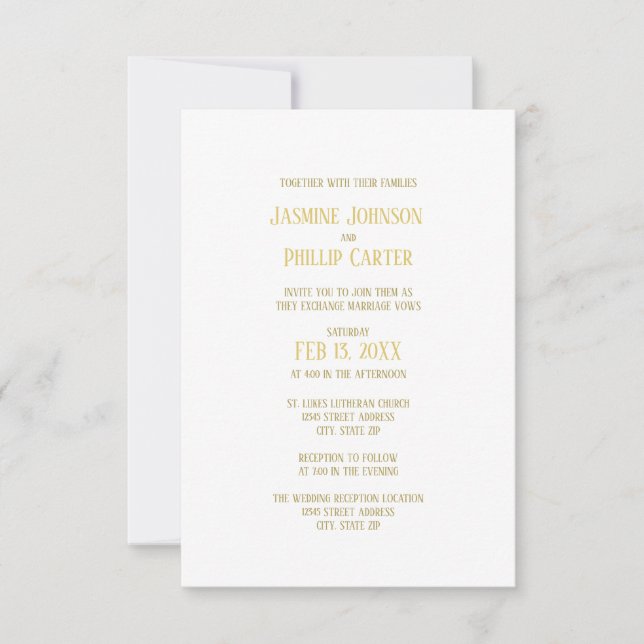 Simple Gold - 3x5 Hochzeit/Empfang Einladung (Vorderseite)