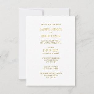 Simple Gold - 3x5 Hochzeit/Empfang Einladung
