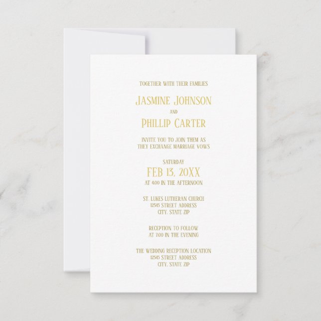 Simple Gold - 3x5 Hochzeit/Empfang Einladung (Vorderseite)