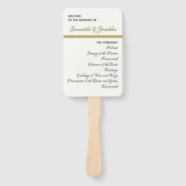 Simple Gold Accent Wedding Zeremony Program Fans Fächer