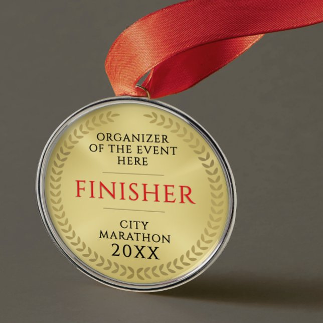 Simple Gold And Red Race Finish Recognition Medal Ornament Aus Metall (Von Creator hochgeladen)