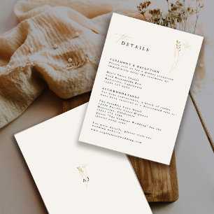 Simple Gold Boho Floral Wedding Begleitkarte