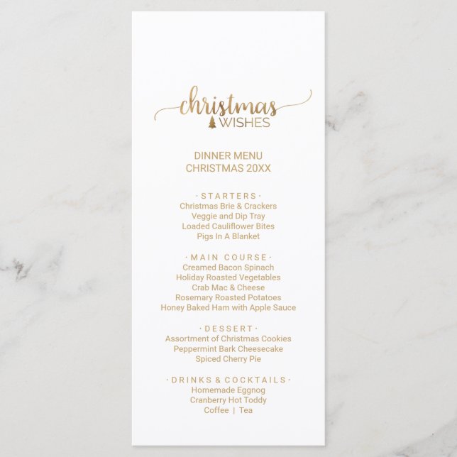 Simple Gold Calligraphy Christmas Menu Card Menükarte (Vorderseite)