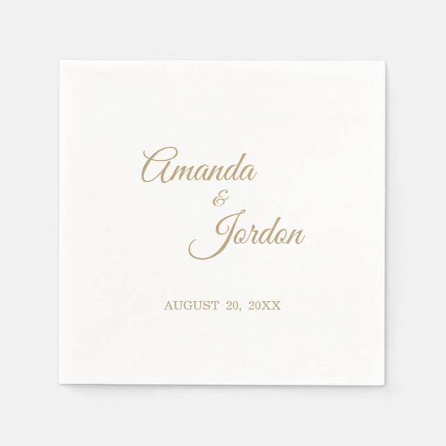 Simple Gold Calligraphy Cocktail Napkin Serviette (Vorderseite)