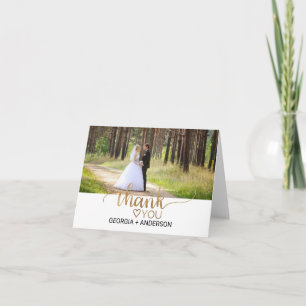 Simple Gold Calligraphy Foto Dankeschön Card Dankeskarte