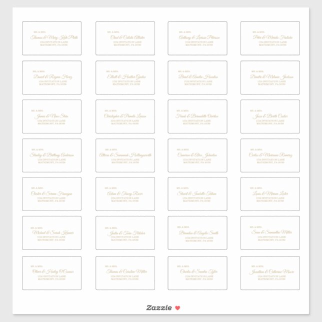 Simple Gold Calligraphy Guest Address Labels (Blatt)