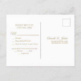 Simple Gold Calligraphy Response Postcard Einladungspostkarte