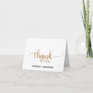 Simple Gold Calligraphy Wedding Dankeschön Card Dankeskarte