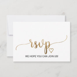 Simple Gold Calligraphy Wedding Website RSVP Card