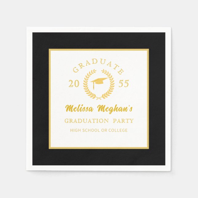 Simple Gold Cap Laurel Wreath Graduation Party Serviette (Vorderseite)
