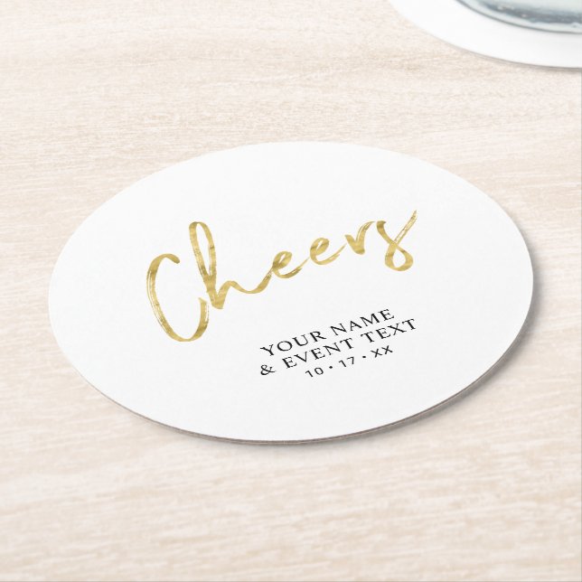 Simple Gold Cheers Adult Birthday Party Runder Pappuntersetzer (Angewinkelt)
