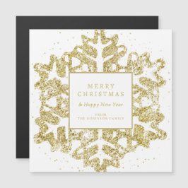Simple Gold Christmas Glitzer Snowflake Corporate Magnetkarte