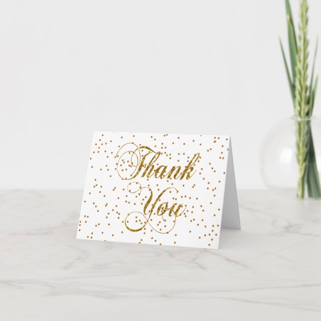 Simple Gold Confetti Dots - Vielen Dank Dankeskarte (Vorderseite)