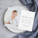 Simple Gold Cross Photo Religious Baptism Dankeskarte<br><div class="desc">Simple Gold Cross Photo Religious Baptism Thank You Card with minimal gold foil cross . Click the edit button to customize this design with your details.</div>