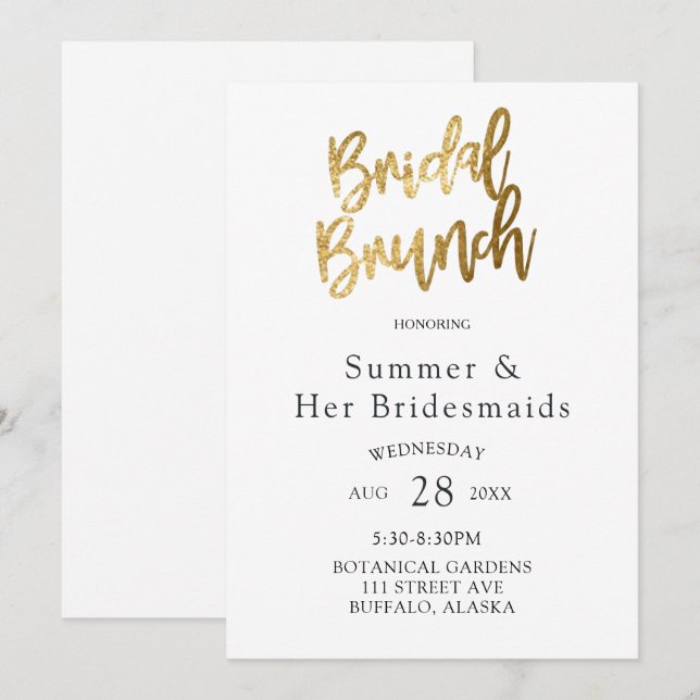 Simple Gold Foil Textures Bridesmaids Luncheon Einladung (Vorne/Hinten)